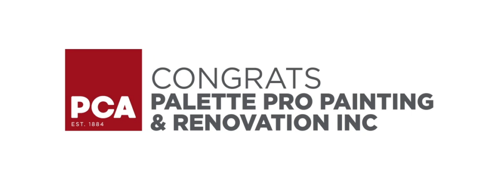 PCA logo with the message Congrats Palette Pro Painting & Renovation Inc