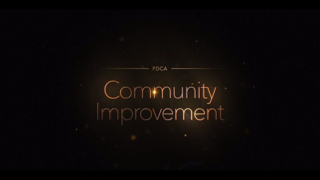 Gold PDCA Community Improvement title card on a black background